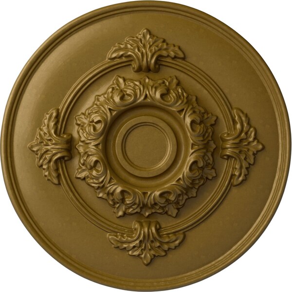 Ekena Millwork Monique Ceiling Medallion (Fits Canopies up to 3 3/4"), Hand-Painted Gold, 13 3/4"OD x 1"P CM13MOGLS - main